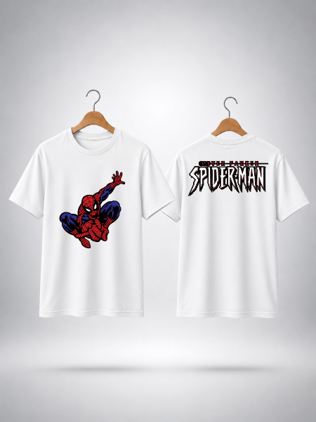 Spider Leap Classic Front & Back Graphic T-Shirt – White