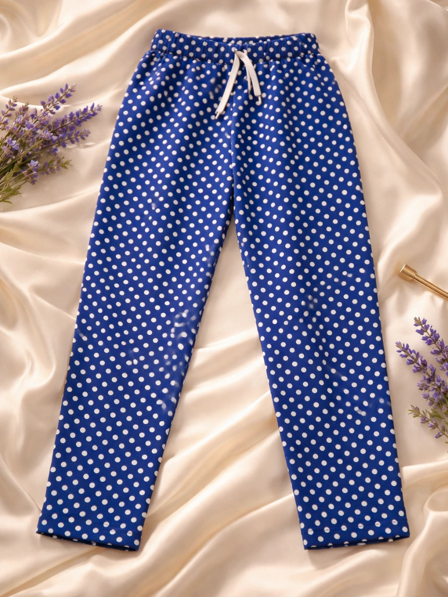 Polka Dot Jersey Pajama - Midnight Blue & White