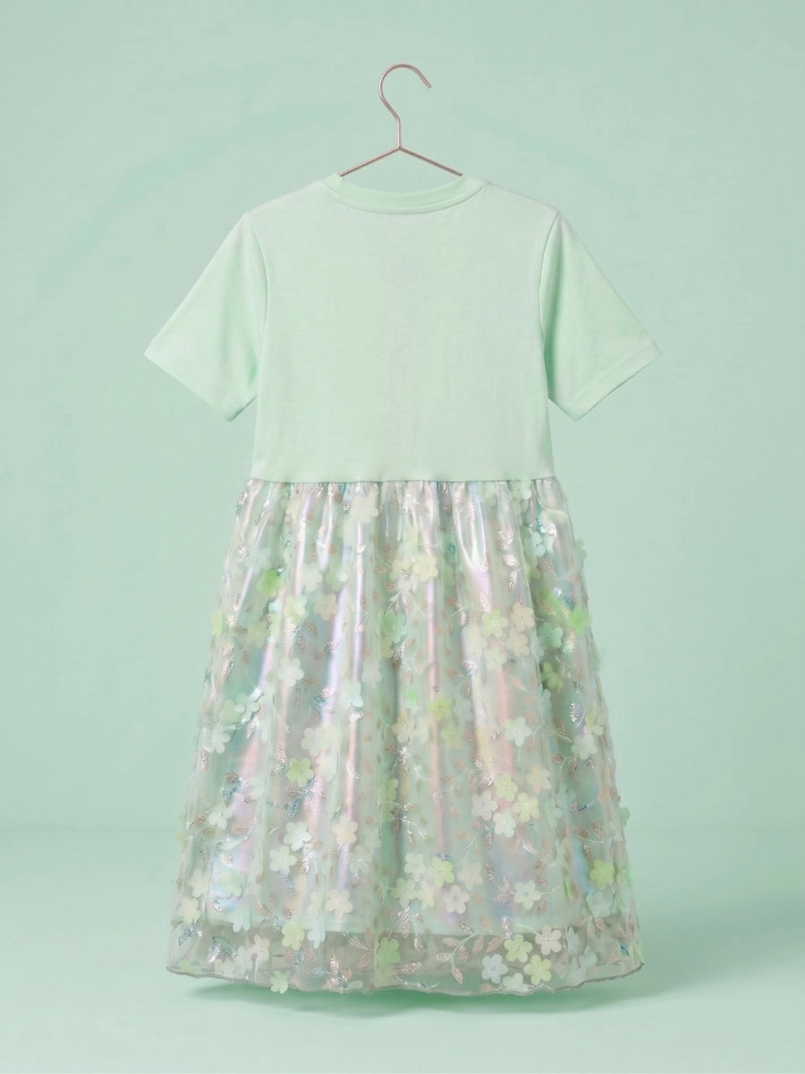 Mint Glow Organza Cut-work Party Dress