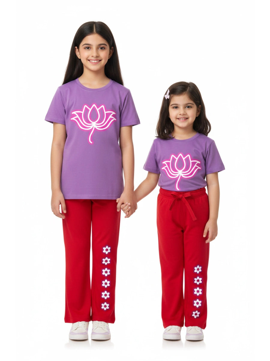 Neon Lotus Cotton Suit Set