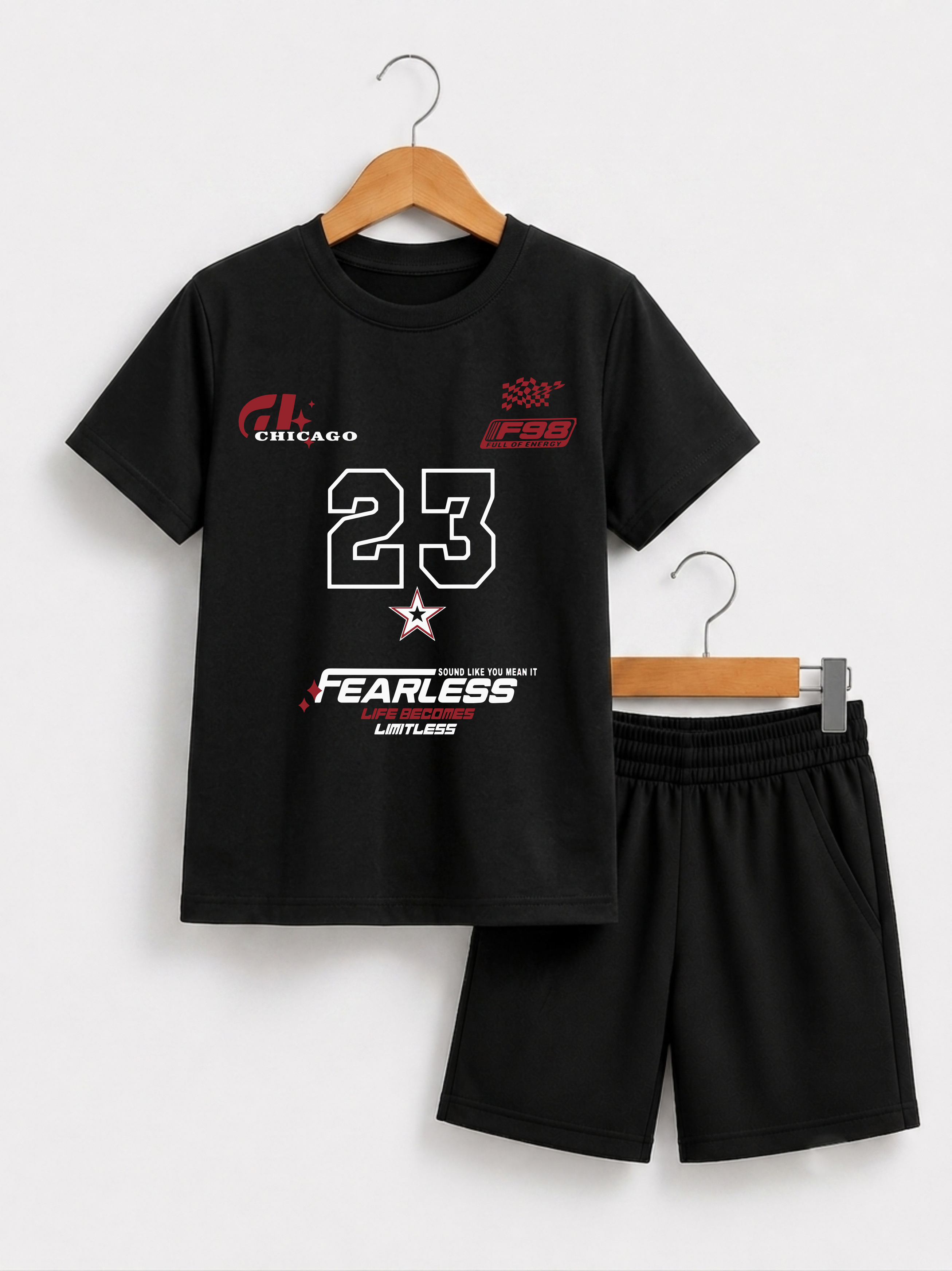 Fearless 23 Black Kids T-Shirt & Shorts Set