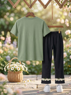 Daisy Garden Sage Green & Black