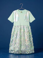 Mint Glow Organza Cut-work Party Dress