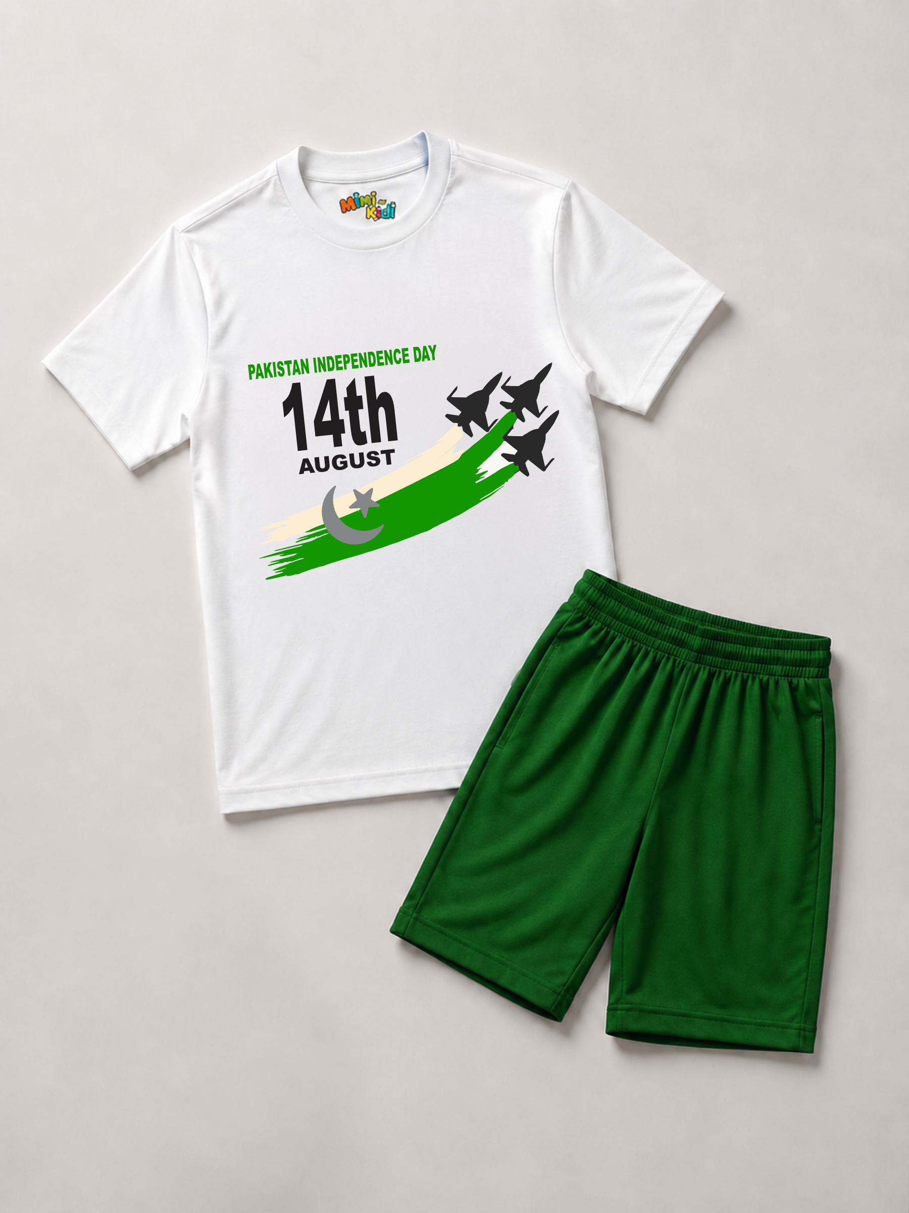 Pakistan Independence Day Fighter Jet T-Shirt & Shorts Set