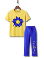 Azure Bloom Cotton Suit Set