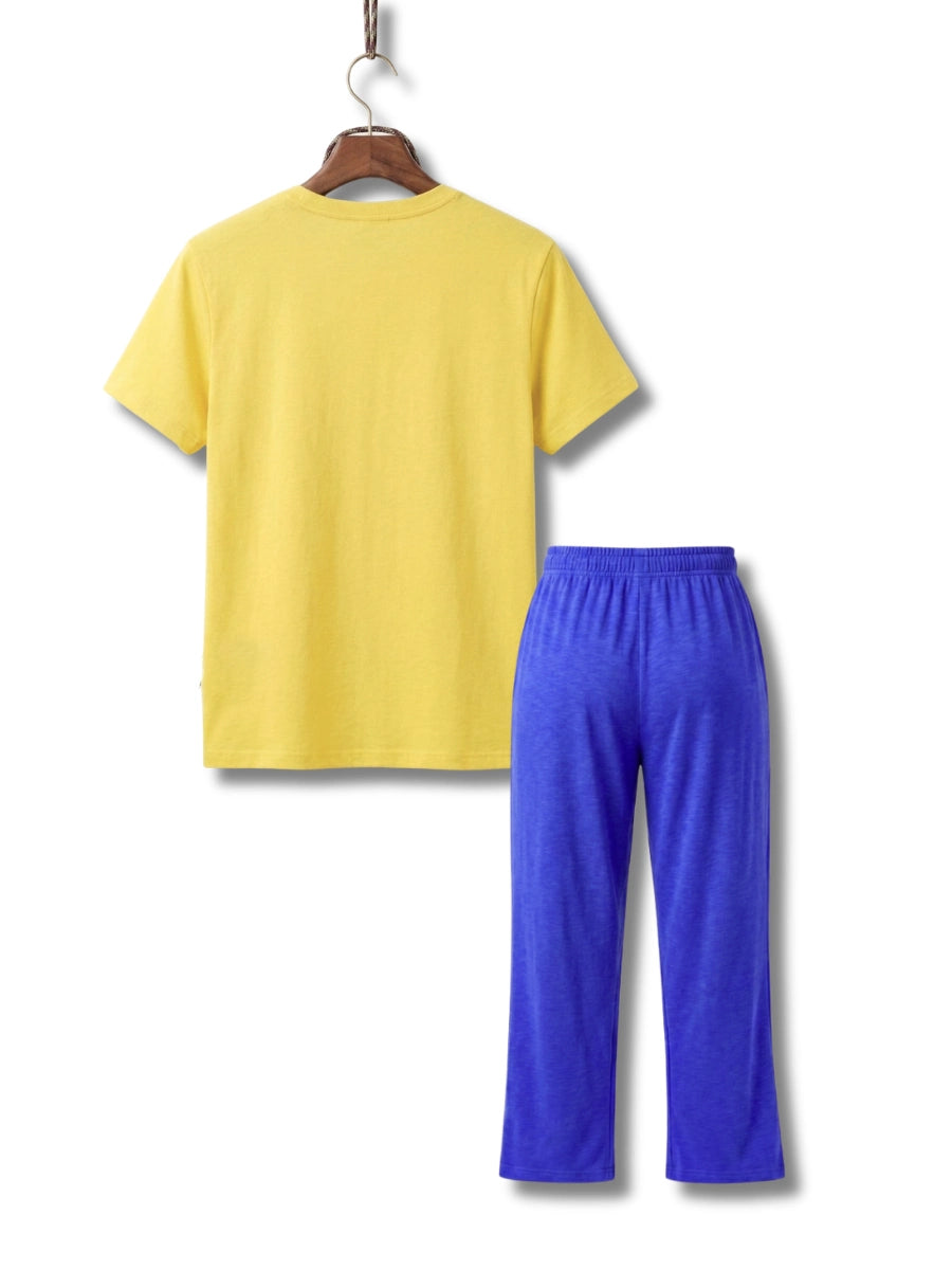 Azure Bloom Cotton Suit Set