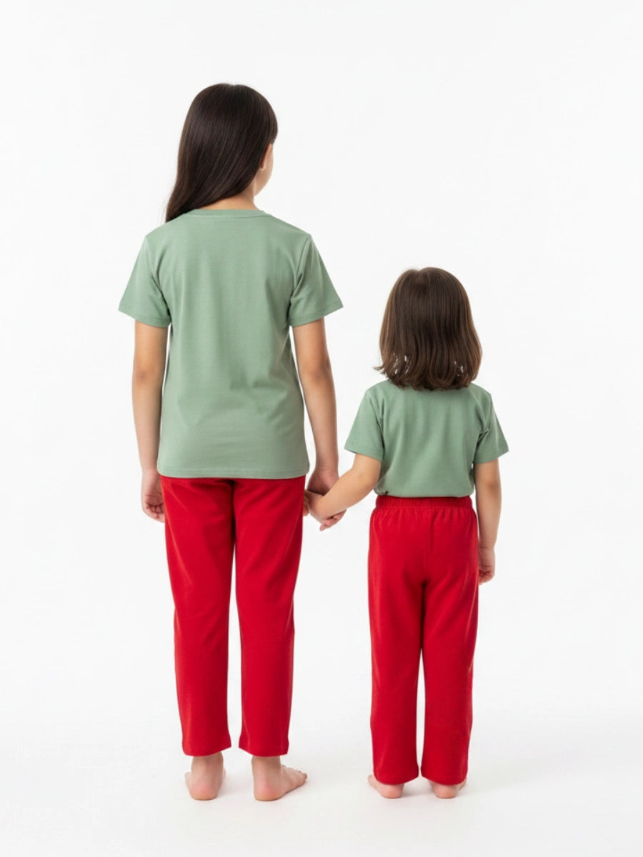 Red Daisy Floral Cotton Suit Set