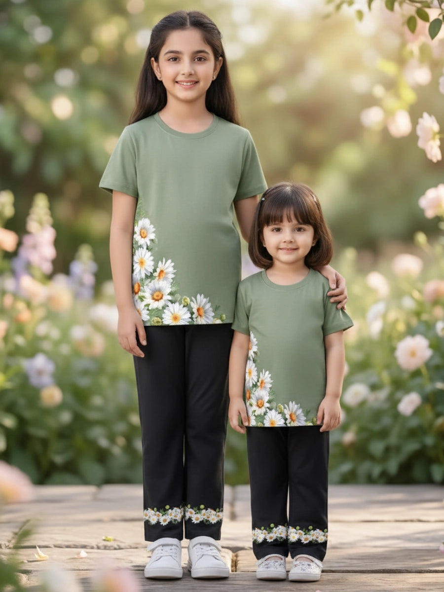 Daisy Garden Sage Green & Black