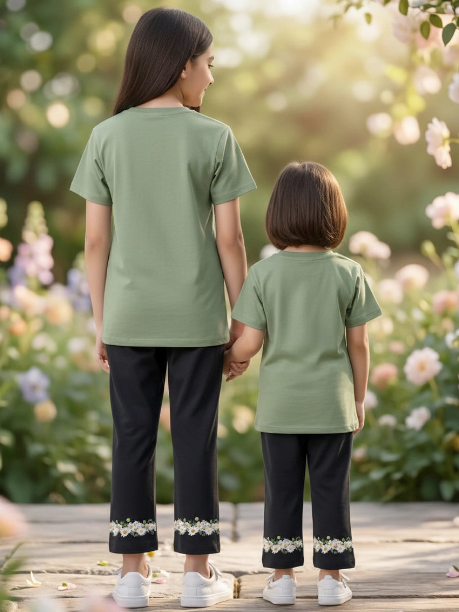 Daisy Garden Sage Green & Black