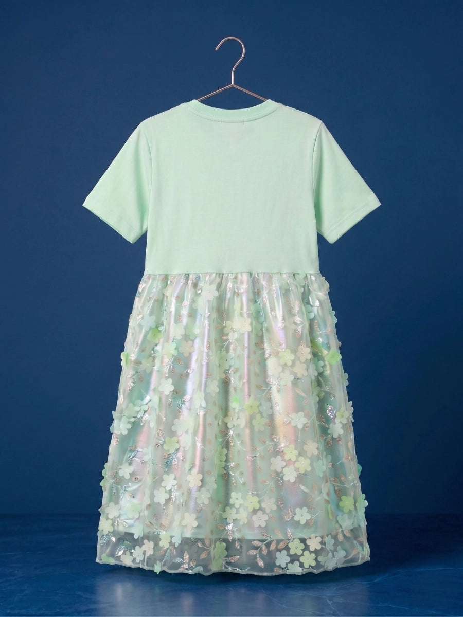 Mint Glow Organza Cut-work Party Dress