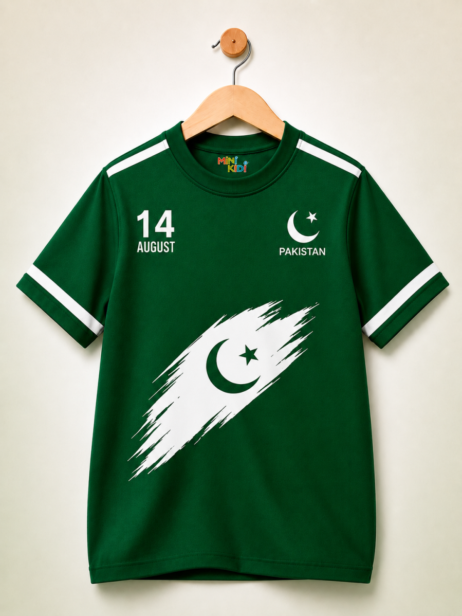 MiniKidi Pakistan 14th August Sports Graphic T-Shirt