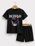 Behind Anime Graphic T-Shirt & Shorts Set