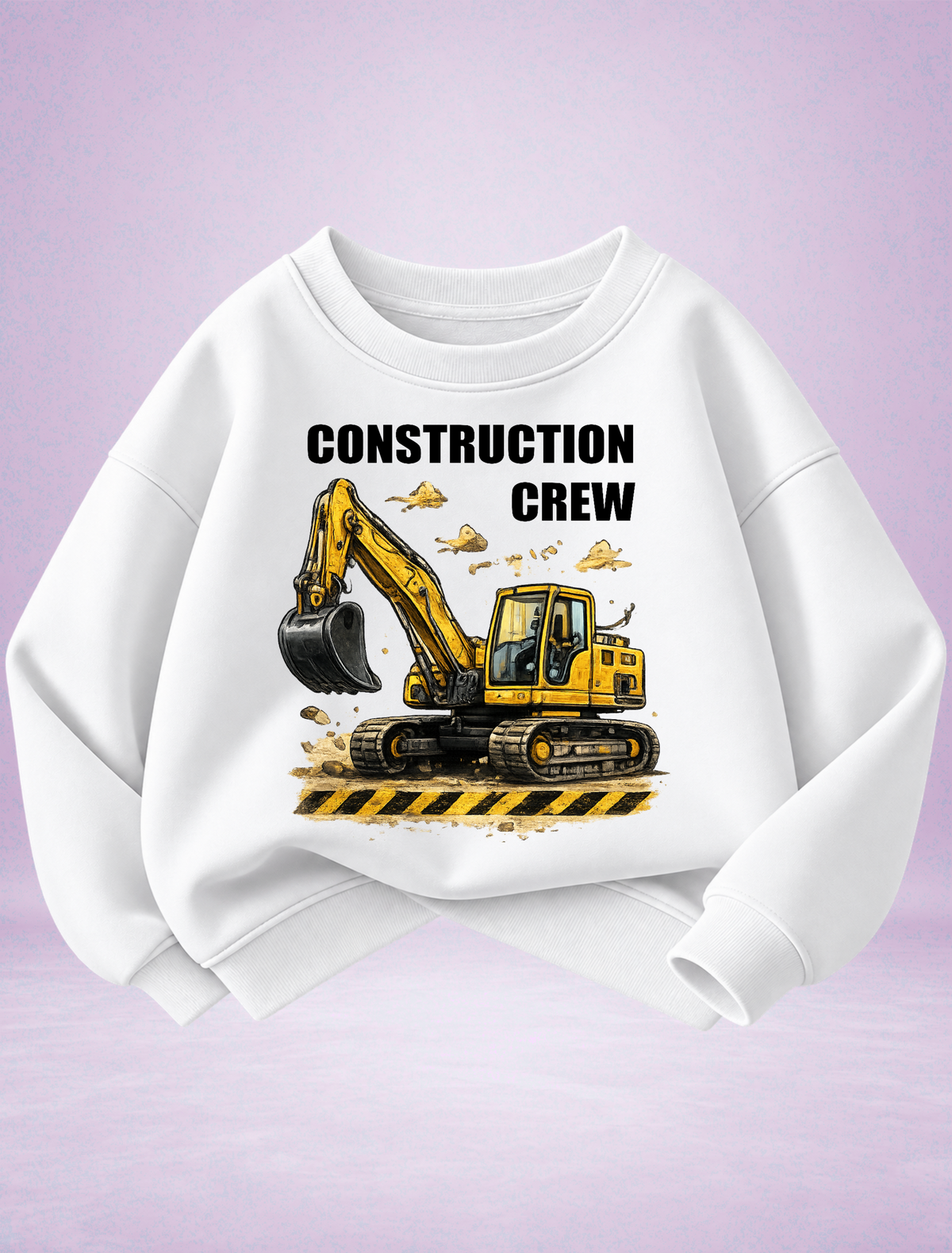 Construction Crew Excavator Graphic Boys Sweatshirt