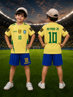 Neymar Jr #10 Brazil Football Jersey & Shorts Set for Kids