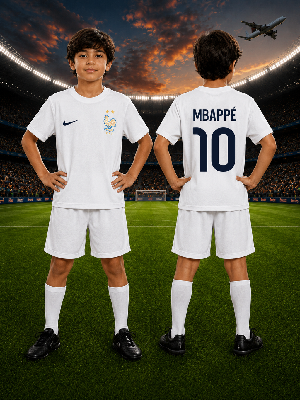 France Away Football Kit for Kids – MBAPPÉ #10 (white)