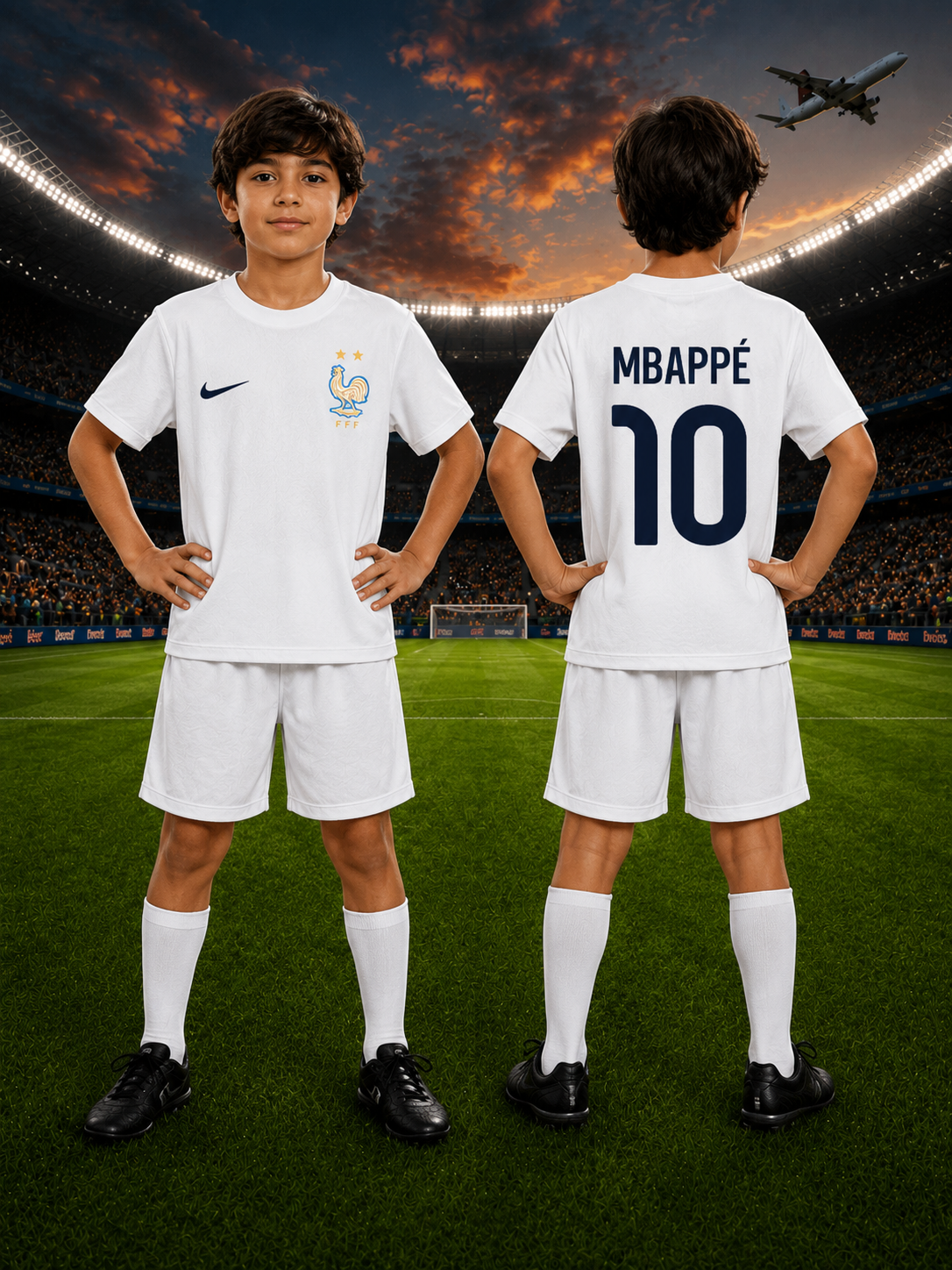 France Away Football Kit for Kids – MBAPPÉ #10 (white)