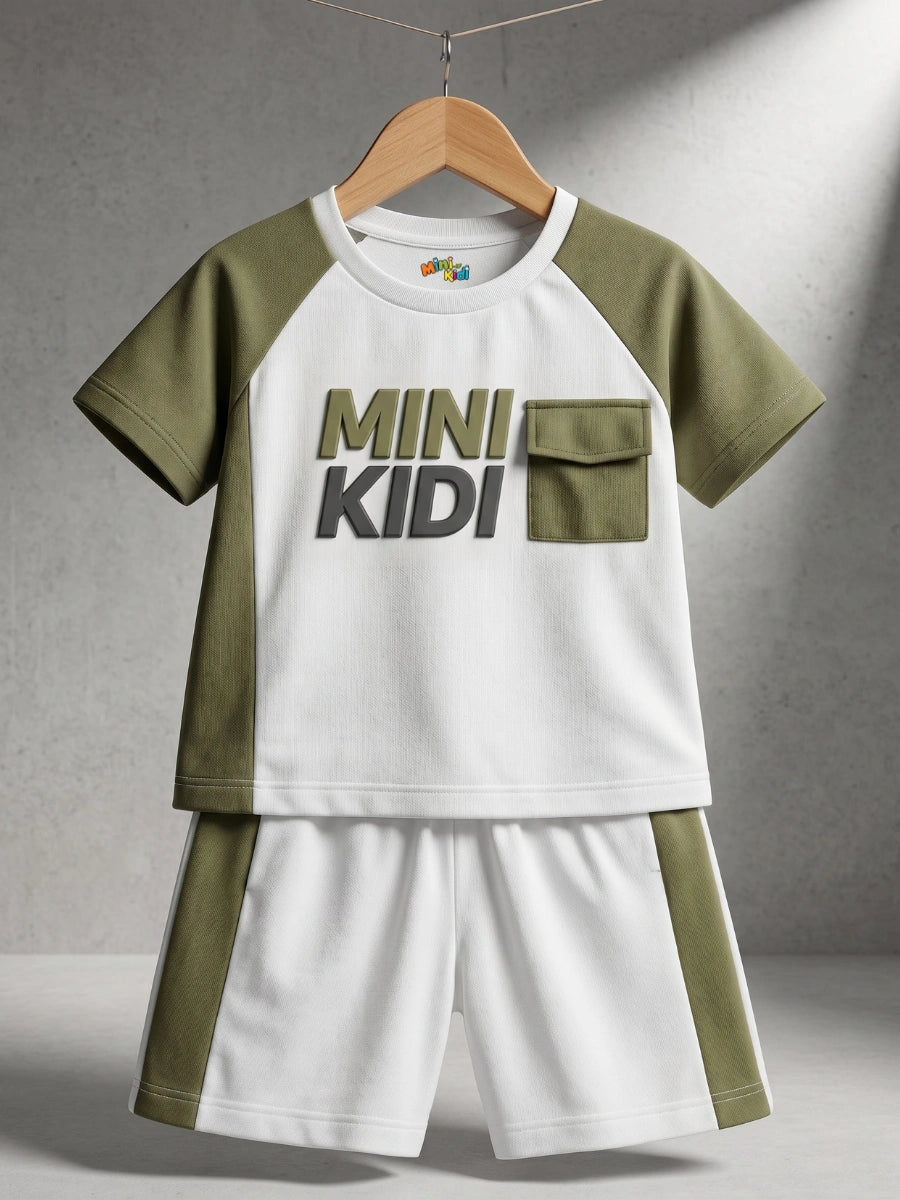 Unisex Premium "Mini Kidi" Olive & White