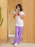 Lilac Bow Top & Flared Trouser Set