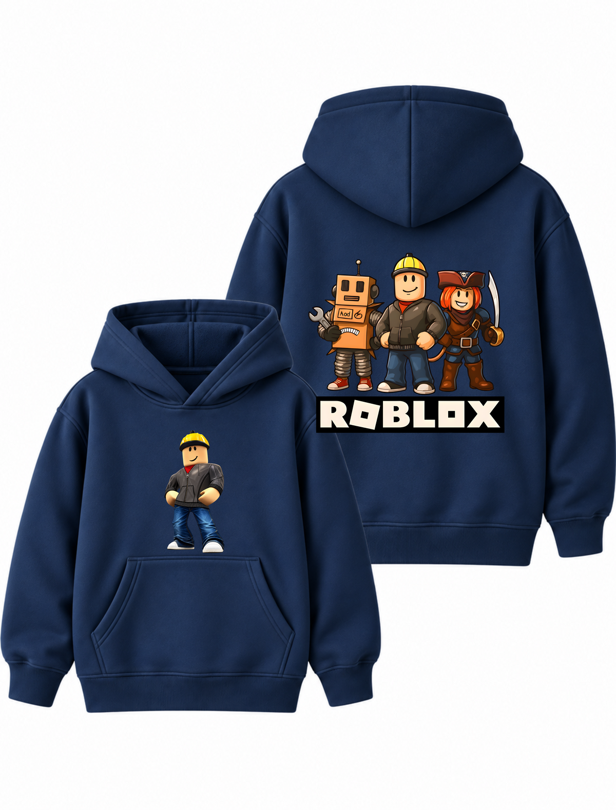 Boys Roblox Warriors Graphic Navy Blue Hoodie – MiniKidi 🎮