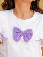 Lilac Bow Top & Flared Trouser Set