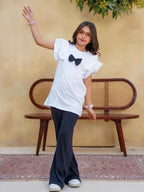 Midnight Bow Top & Flared Trouser Set