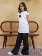 Midnight Bow Top & Flared Trouser Set