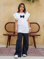 Midnight Bow Top & Flared Trouser Set