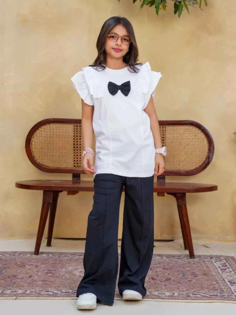 Midnight Bow Top & Flared Trouser Set