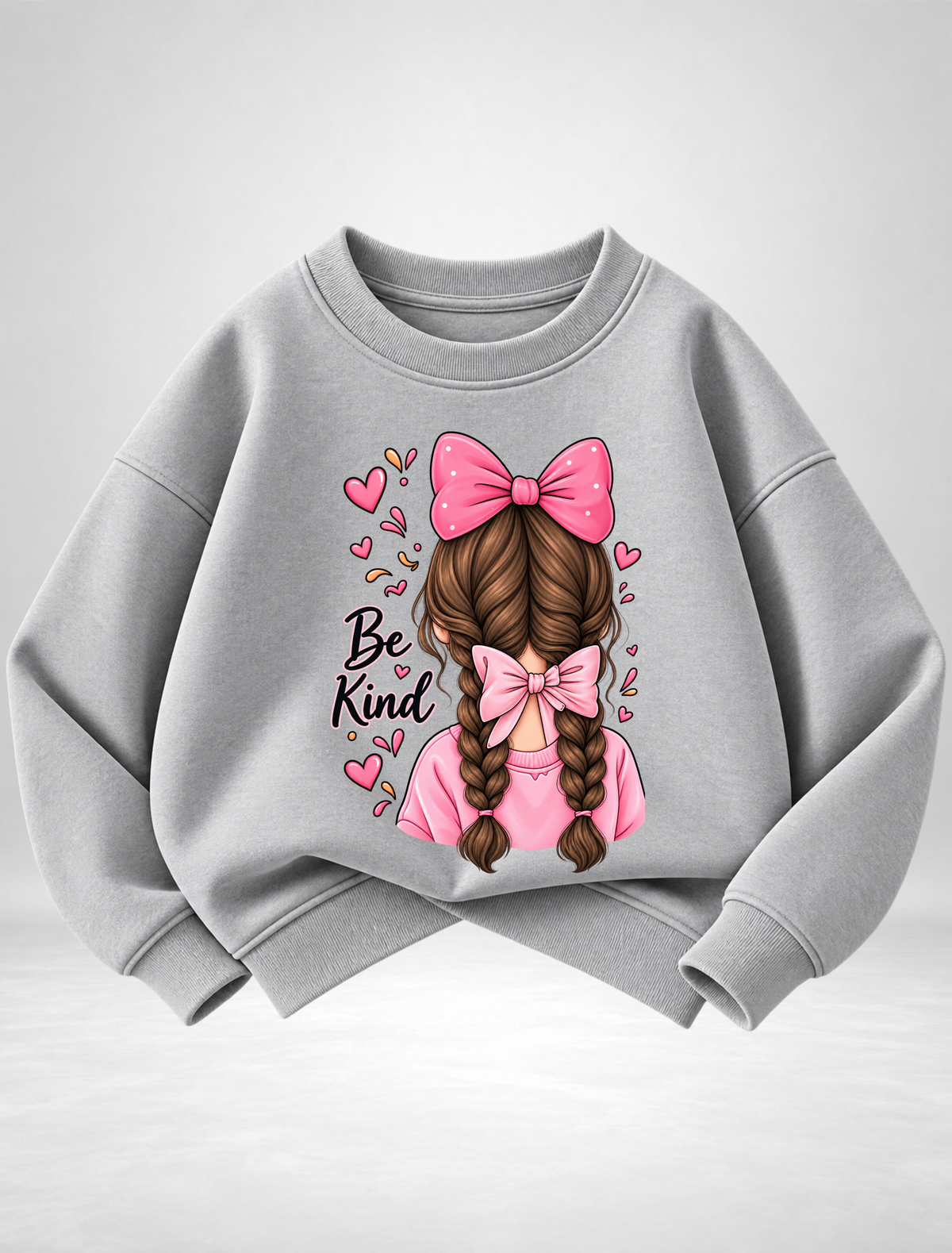 Girls “Be Kind” Bow Girl Graphic Sweatshirt