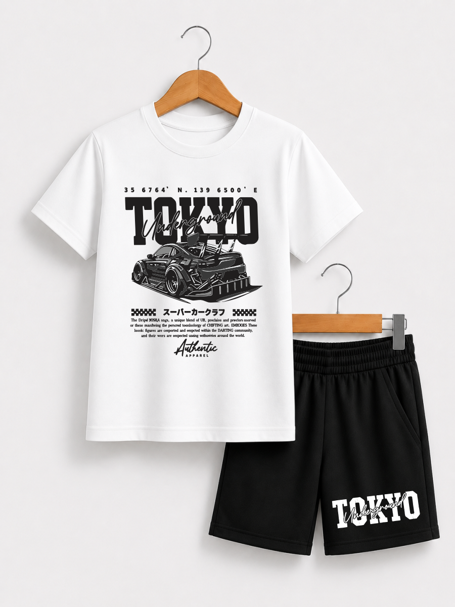 Tokyo Underground Graphic T-Shirt & Shorts Set