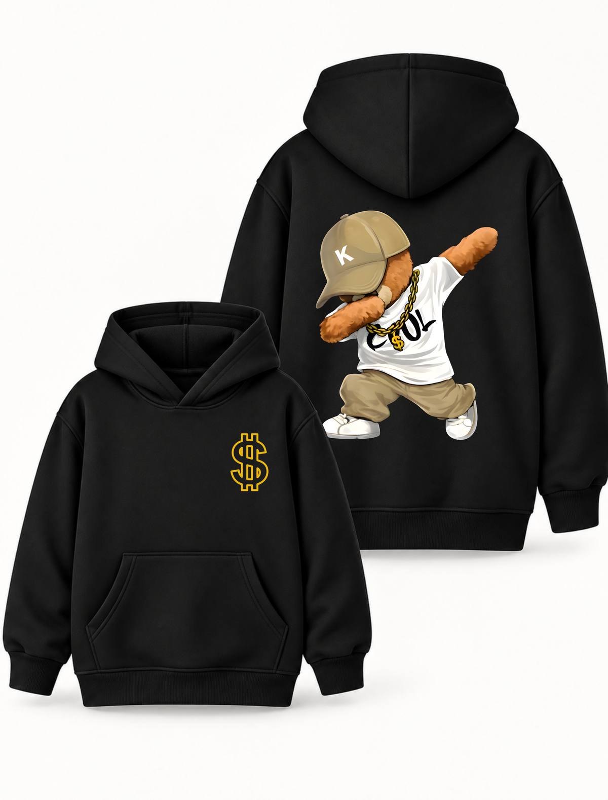 Boys Cool Bear Graphic Hoodie – Black | MiniKidi