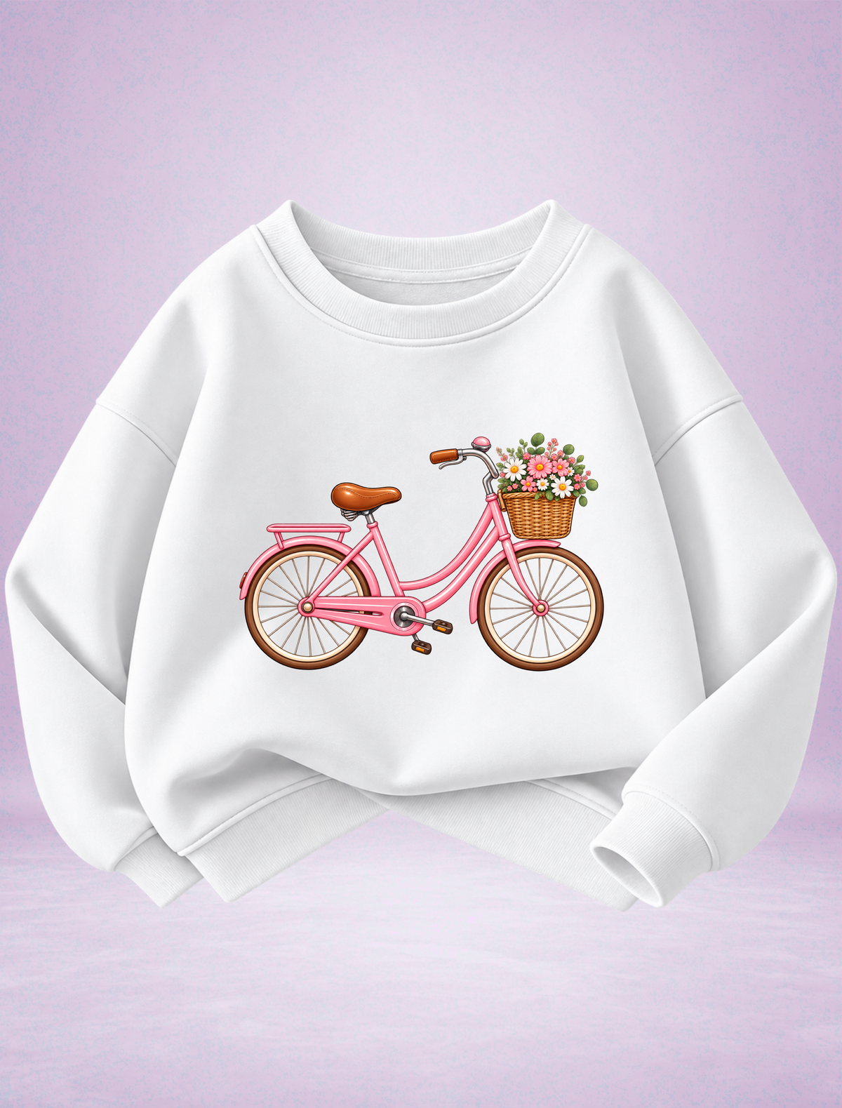 Pink Bicycle Flower Basket Girls Sweatshirt