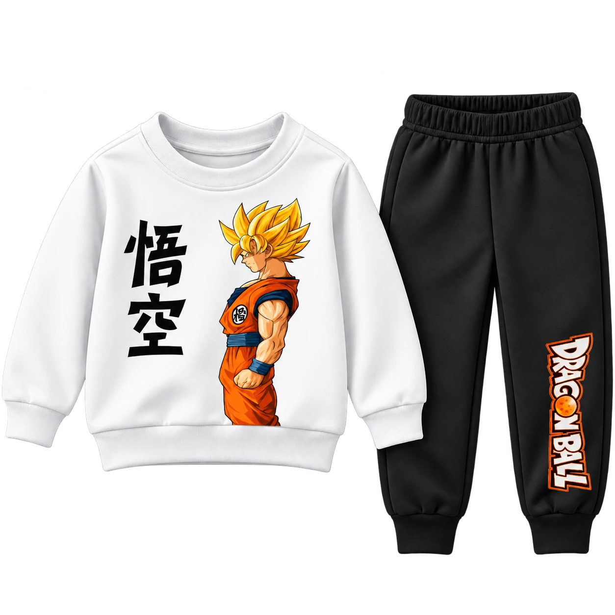 Boys white Dragon Ball Goku graphic sweatsuit with black joggers
