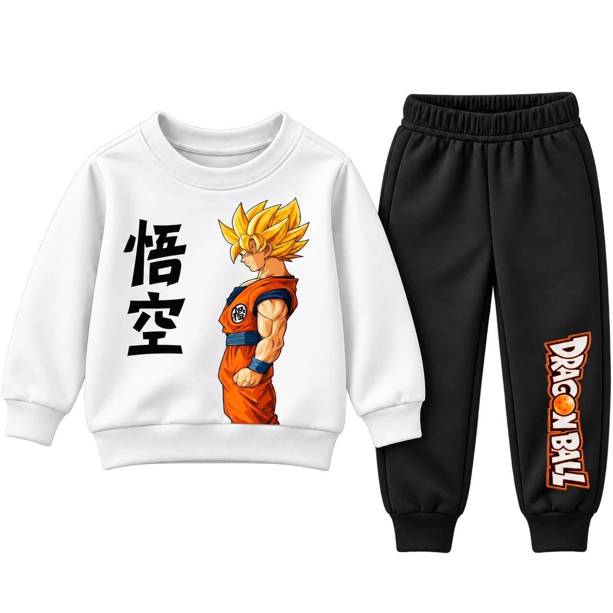 Boys white Dragon Ball Goku graphic sweatsuit with black joggers