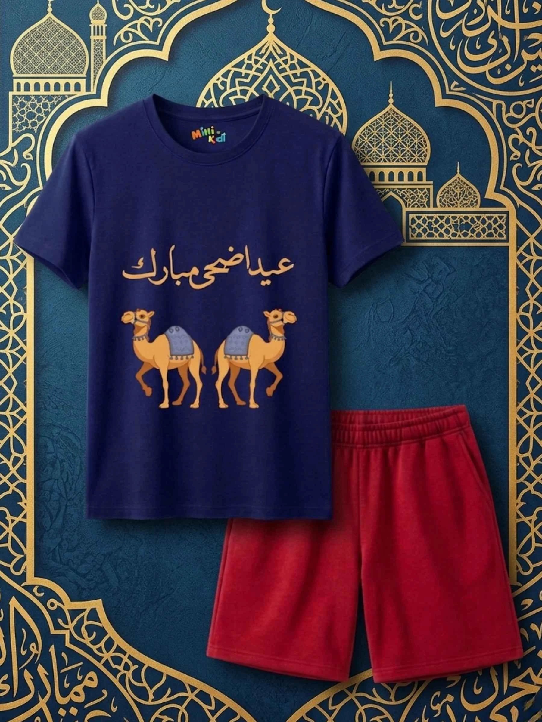 Eid Mubarak Navy Blue Short Set