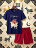 Eid Mubarak Navy Blue Short Set