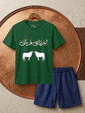 Festive Cotton Short Set - Forest Green