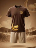 Golden Crescent Sheep Short Set - Brown & Skin