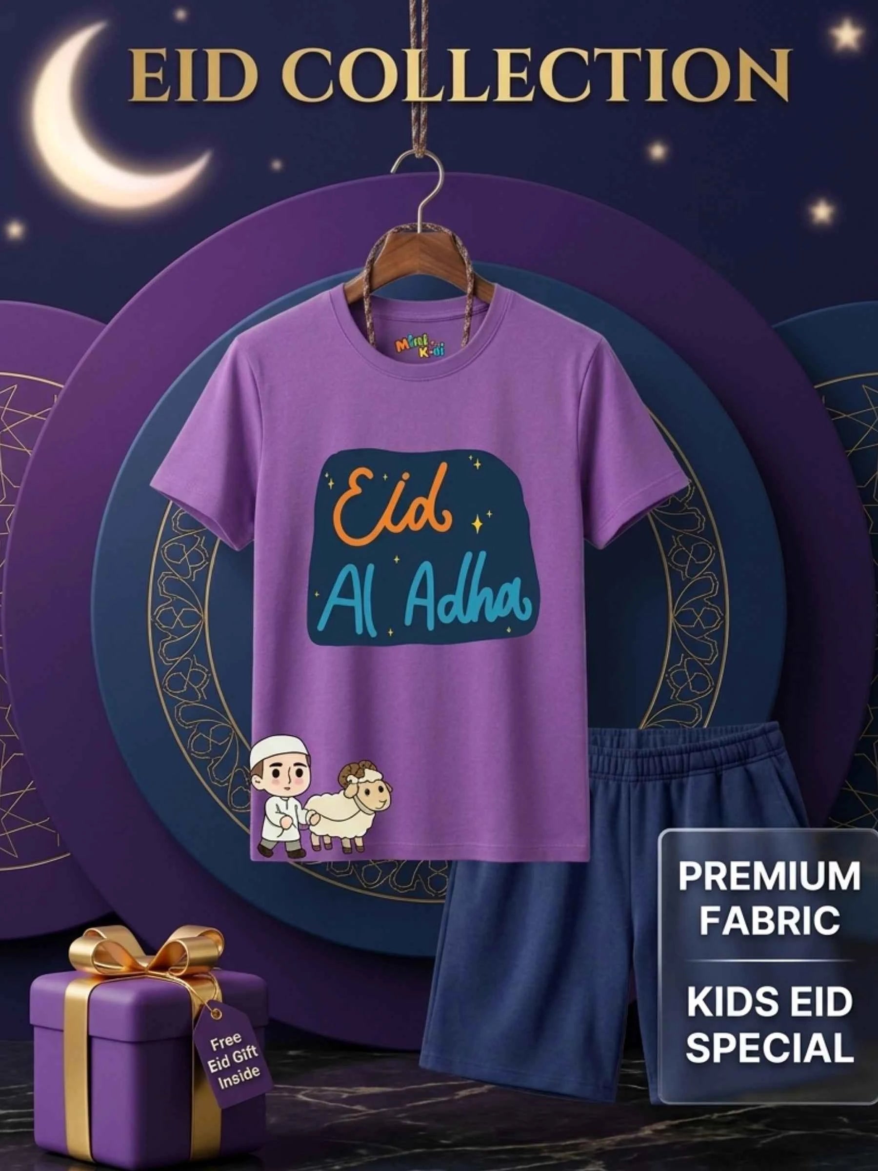 Eid Mubarak Purpal Short Set
