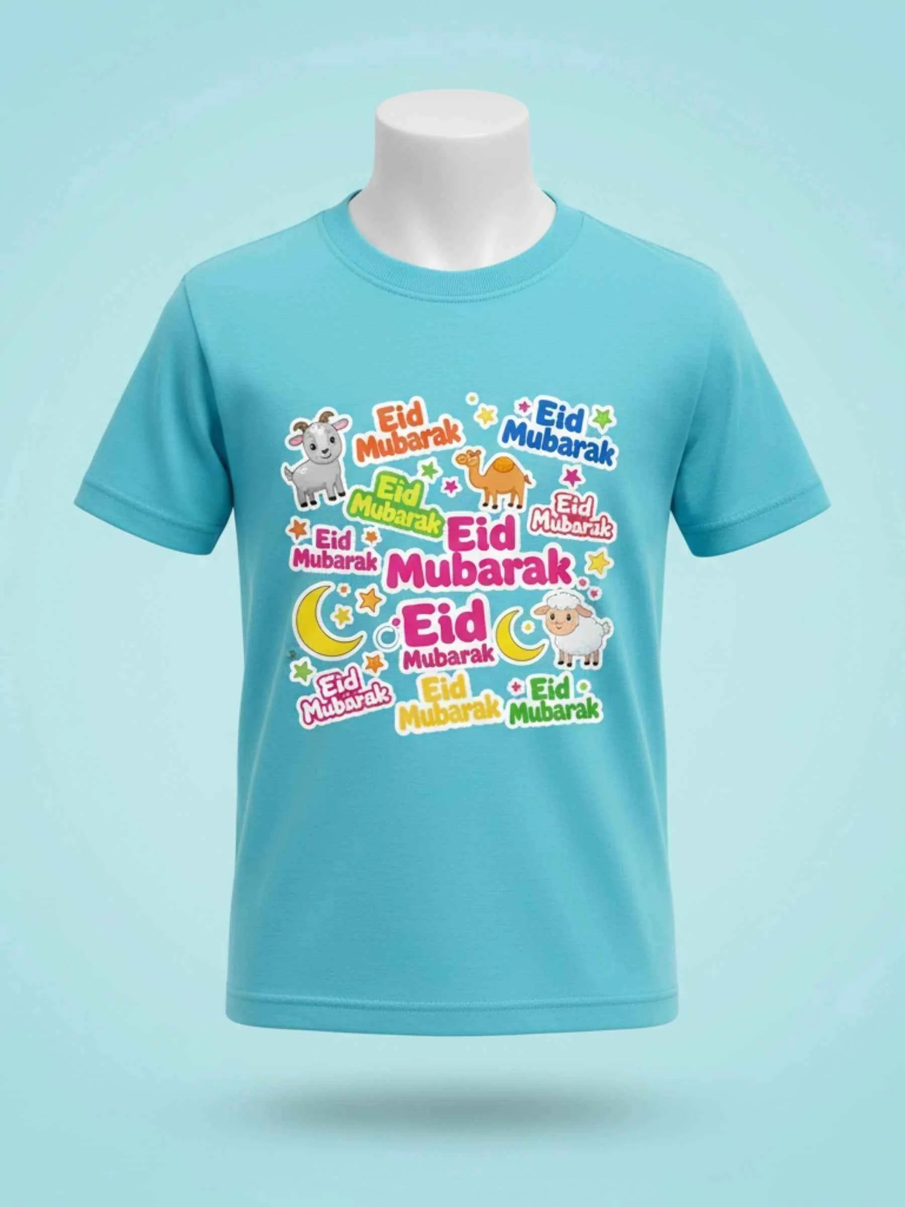 Eid Stickers Graphic Cotton T-Shirt