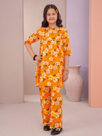 Floral Bloom 2-Piece light orange Cotton Set