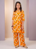 Floral Bloom 2-Piece light orange Cotton Set