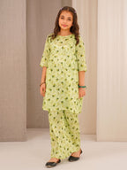 Floral Bloom Pistachio Green 2-Piece Cotton Set