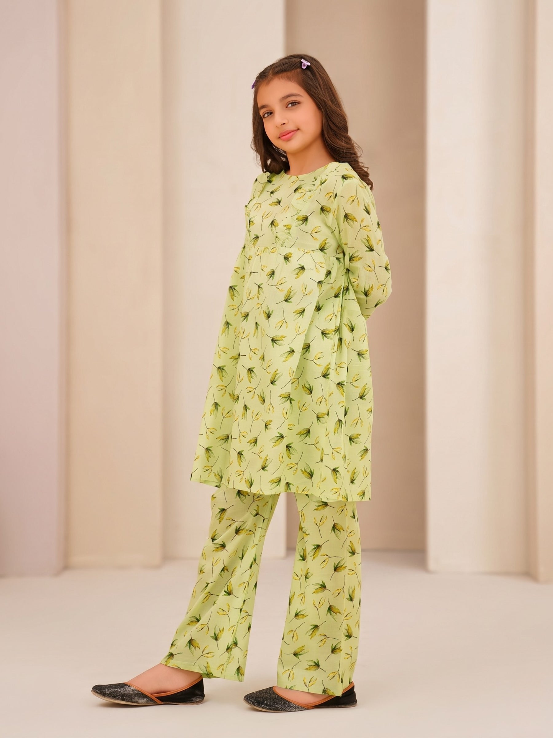 Floral Bloom Pistachio Green 2-Piece Cotton Set