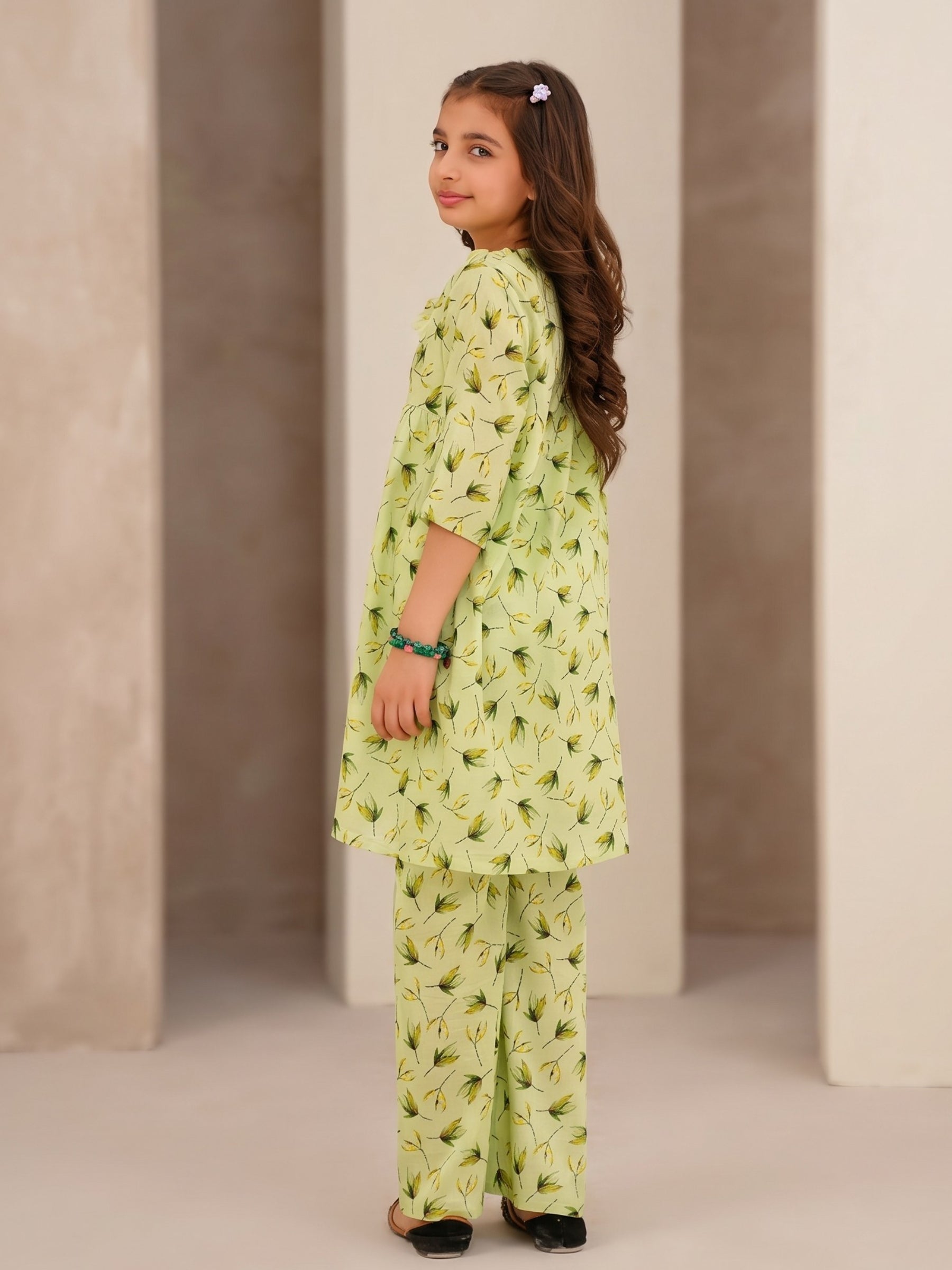 Floral Bloom Pistachio Green 2-Piece Cotton Set