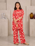 Floral Bloom Red 2-Piece Cotton Lawn Set | Girls | Mini Kidi