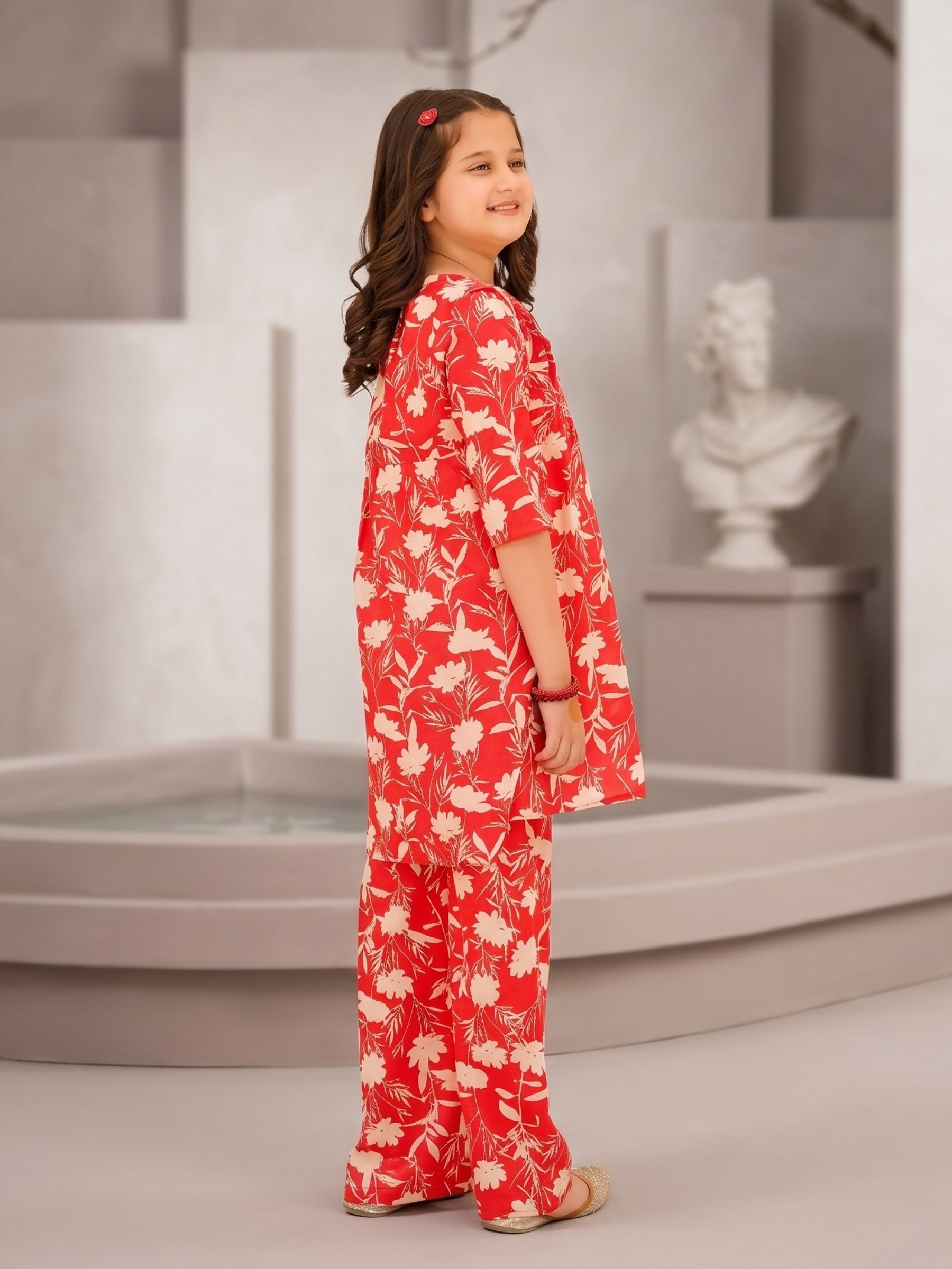 Floral Bloom Red 2-Piece Cotton Lawn Set