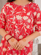 Floral Bloom Red 2-Piece Cotton Lawn Set | Girls | Mini Kidi