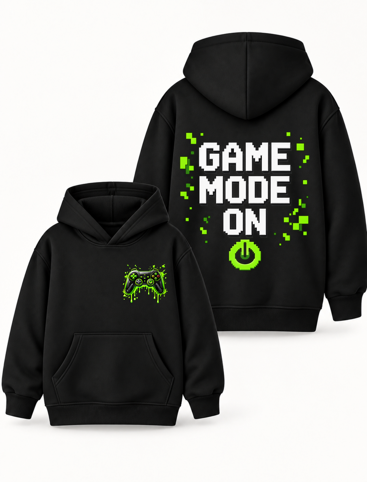 Boys Game Mode On Graphic Hoodie – Black | MiniKidi