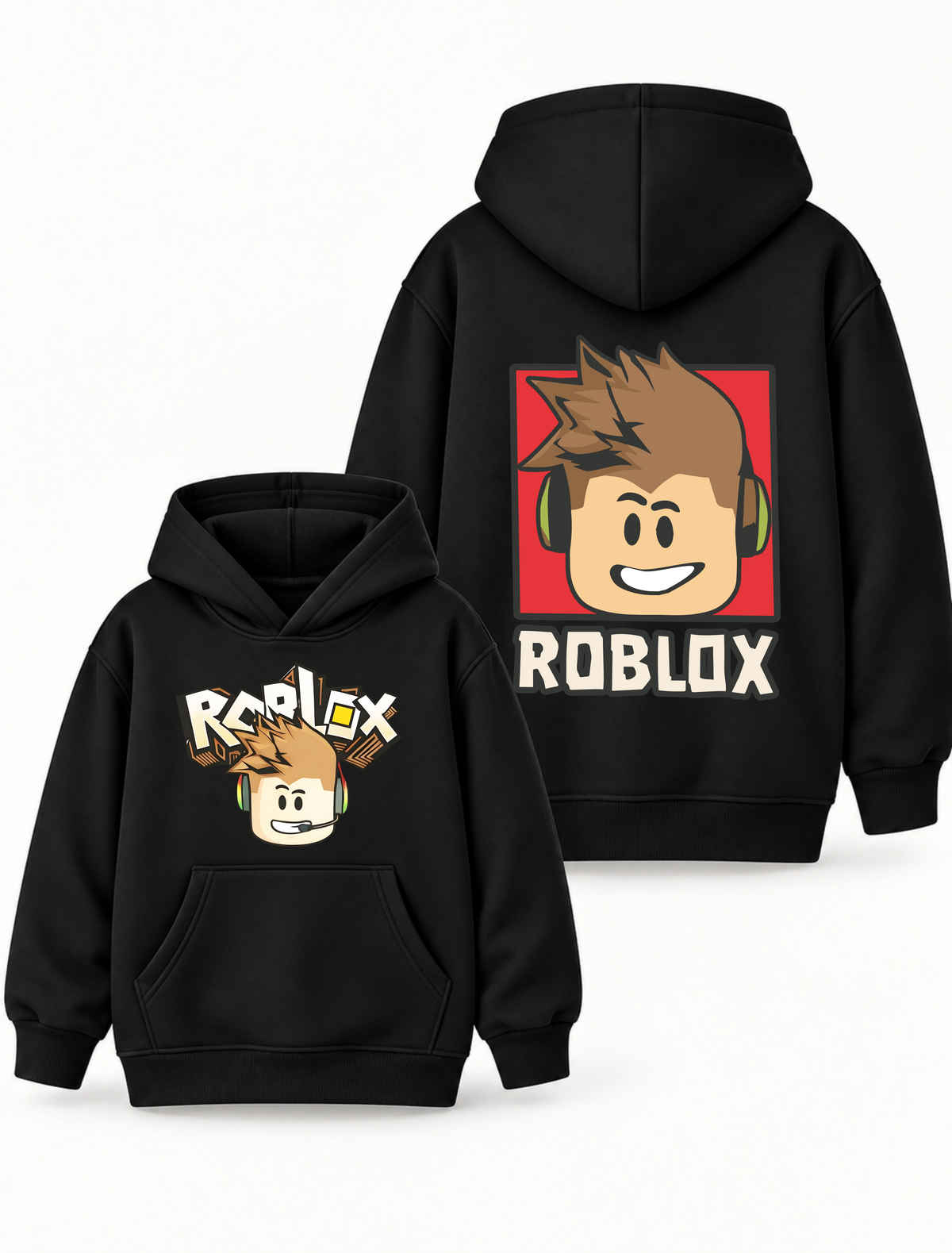 Boys Roblox Headphone Graphic Hoodie – Black | MiniKidi